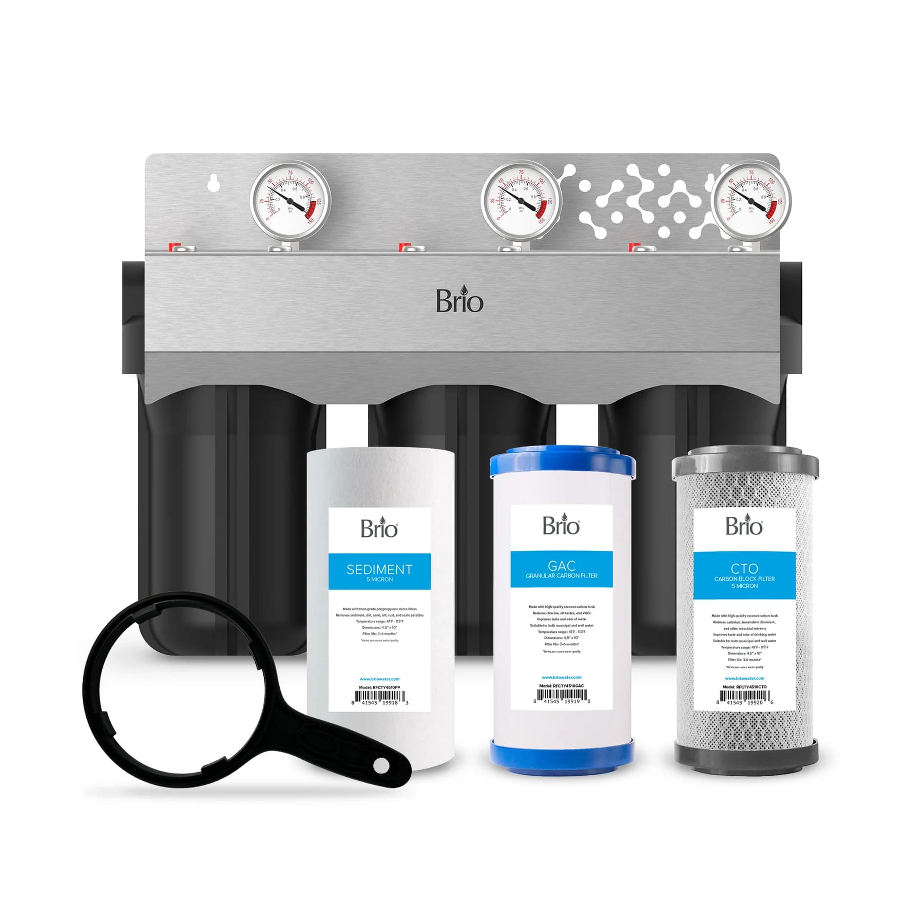 Brio 3-Stage Whole House Filtration System - 10" Multi-Purpose